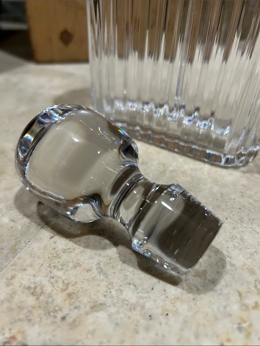 vintage Atlantis crystal ribbed decanter with Stopper